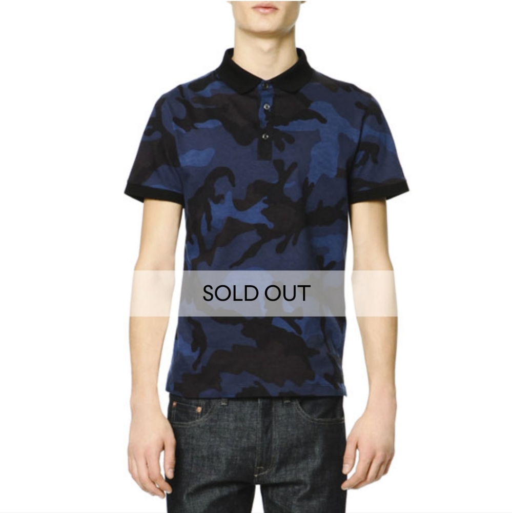 NWT XXL Valentino blue camouflage polo shirt